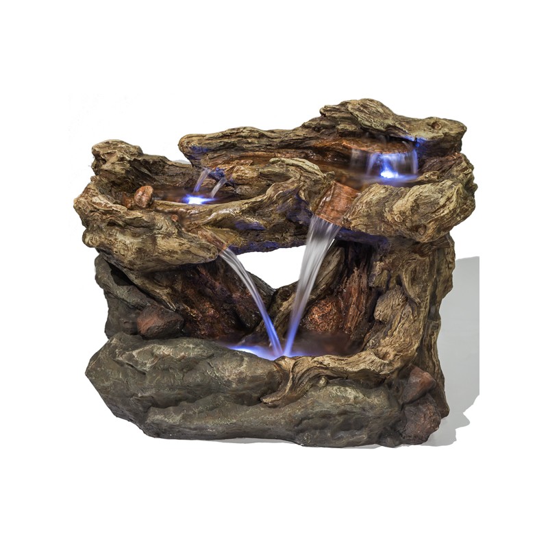 Baumstamm Brunnen Montana Falls Mit Led Beleuchtung Strade Garden